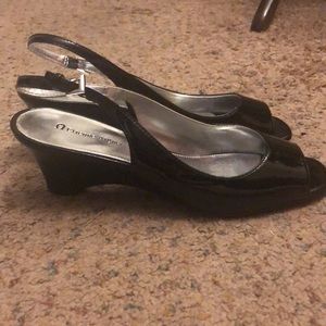 Open Toe Ettiene Aigner Black Patent Pumps